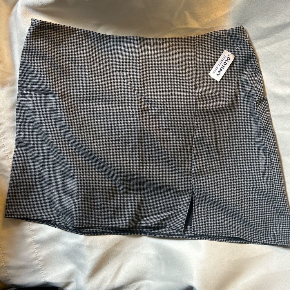Y2K Old Navy Houndstooth Mini Skirt Black White Preppy
